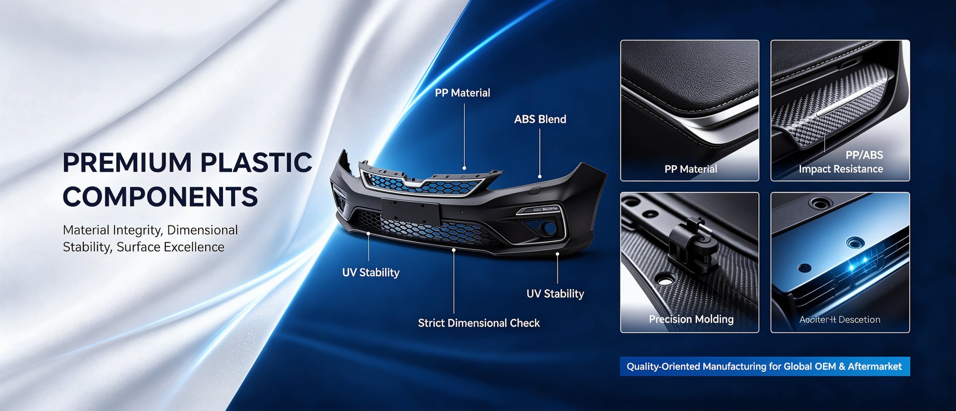 Premium plastic components - material integrity, dimensional stability, surface excellence